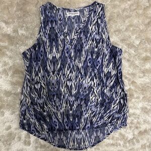 Women’s Blue, Purple and White Ikat-Print Cut Out Cross Camisole -Like Nee
